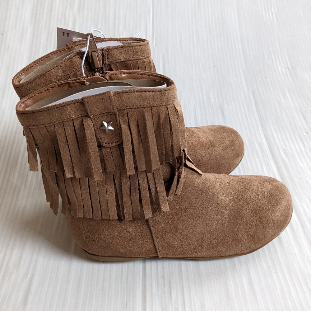 JUMPING BEANS optimistic double fringe tan suede boots - Picture 2 of 8